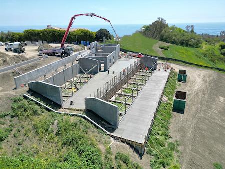 Concrete Horse Stables Progression Angled View in Malibu, CA