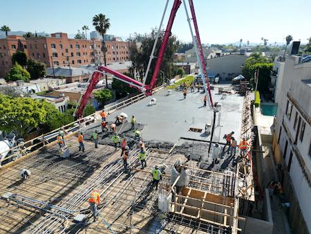 Concrete Pour for a Podium Deck in Hollywood, CA