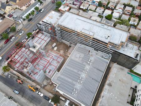 Drone View of Concrete Commercial Project in Hollywood, CA