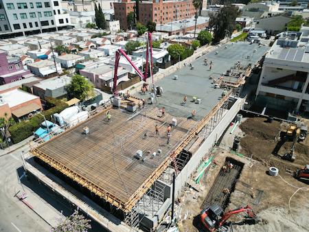 Boom Pump Pouring Concrete in Hollywood, CA